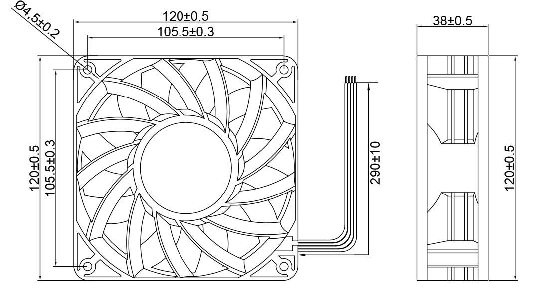 MFD12038B Dimensions